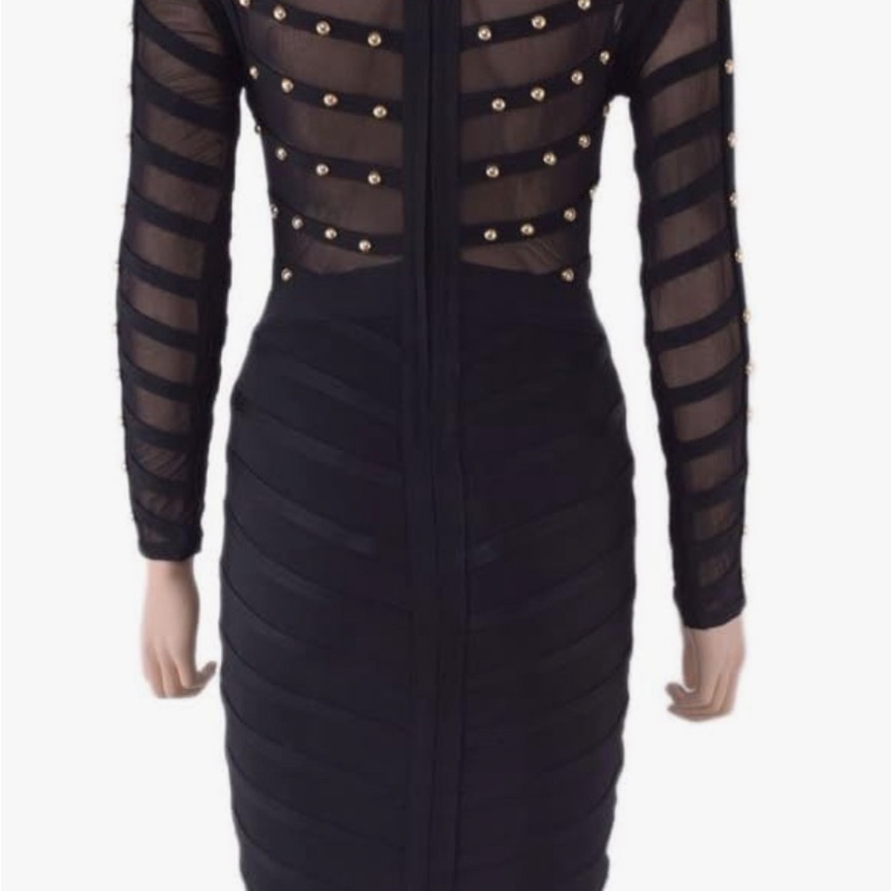 Miss Circle sheer top bodycon studded dress - Picture 11 of 12
